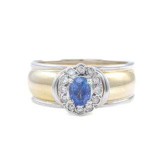 Sapphire and Diamond Wide Band Ring