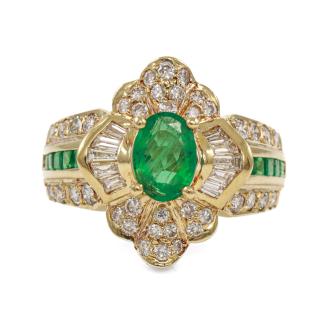 0.72ct Emerald and Diamond Ring