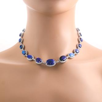 37.50ct Black Opal & Diamond Necklace