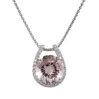 5.75ct Morganite and Diamond Pendant