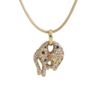 Panther Pendant with Sapphire Emerald Diamond