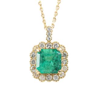2.97ct Emerald and Diamond Pendant