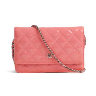 Chanel Patent Quilted Wallet on Chain