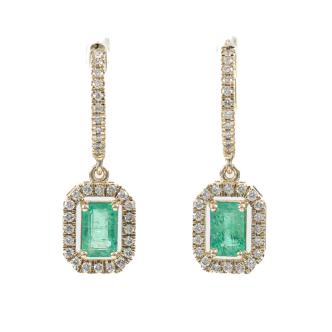 1.09ct Emerald and Diamond Earrings