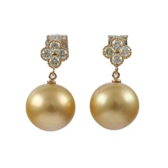 11.7 & 11.8mm Golden South Sea Pearl Earrings