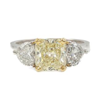 1.78ct Centre Yellow Diamond Trilogy Ring