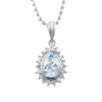 1.08ct Aquamarine and Diamond Pendant