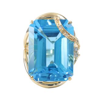 32.78ct Blue Topaz & 0.06ct Diamond Ring