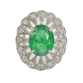 2.67ct Zambian Emerald and Diamond Ring