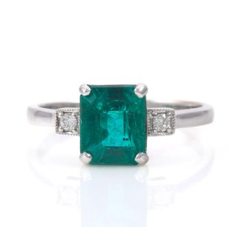 2.10ct Zambian Emerald and Diamond Ring