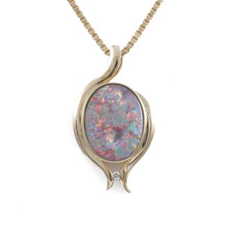 13.18ct Grey Opal and Diamond Pendant