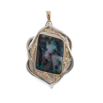 Boulder Opal and Diamond Brooch Pendant