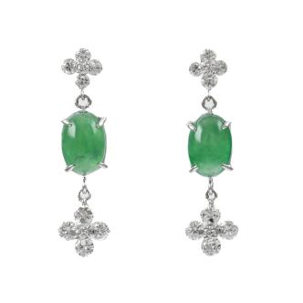 2.15ct Jade and Diamond Earrings