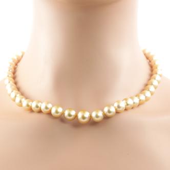 11.2-8.1mm Golden South Sea Pearl Necklace