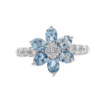 0.95ct Aquamarine and Diamond Ring