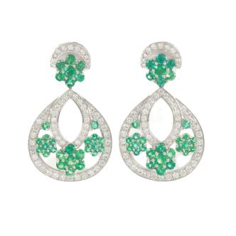 2.16ct Emerald and Diamond Earrings