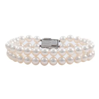 7.1mm - 7.5mm Akoya Pearl Double Row Bracelet