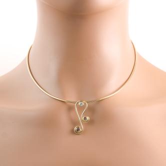 Cognac and White Diamond Gold Pendant