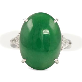 13.80ct Jade and Diamond Ring