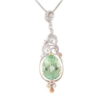 6.60ct Tourmaline, Sapphire & Diamond Pendant