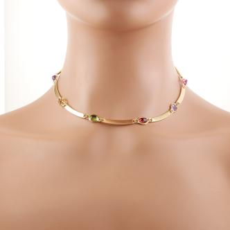 Multi-Colour Gemstone Gold Necklace