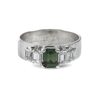 0.75ct Green Sapphire and Diamond ring
