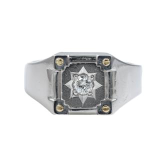 Diamond Mens Pt900 & 18ct Gold Ring 8.4g