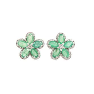 2.80ct Zambian Emerald and Diamond Earrings