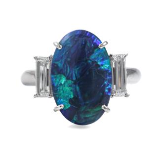 5.36ct Black Opal and Diamond Ring