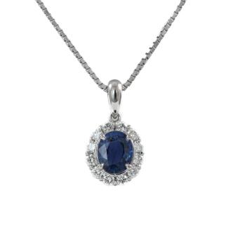 1.04ct Blue Sapphire and Diamond Pendant