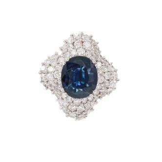 2.23ct Thai Blue Sapphire & Diamond Ring GIA