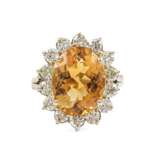 5.30ct Citrine and Diamond Ring