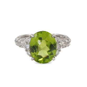 4.87ct Peridot and Diamond Ring