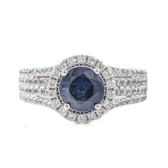 1.50ct Dark Blue Sapphire and Diamond Ring