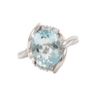 3.17ct Aquamarine and Diamond Ring