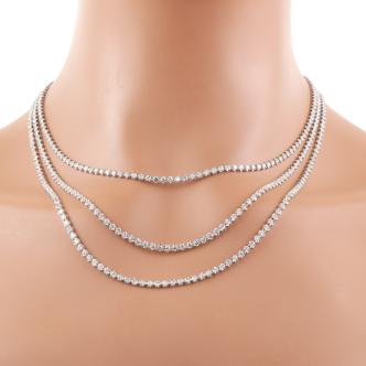 14.95ct 3 Row Diamond Tennis Necklace