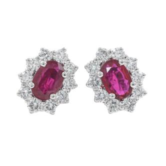 1.18ct Thai Ruby and Diamond Earrings
