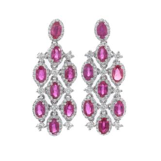 5.02ct Burmese Ruby and Diamond Earrings