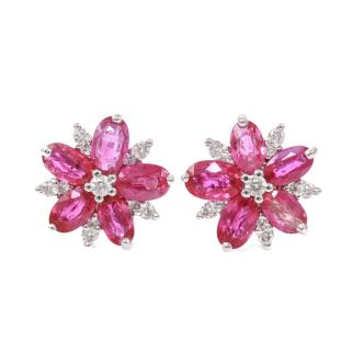 2.80ct Burmese Ruby and Diamond Earrings