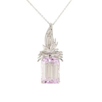 10.38ct Kunzite and Diamond Pendant