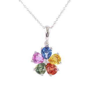 3.77ct Multi Colour Sapphire & Diamond Pendant