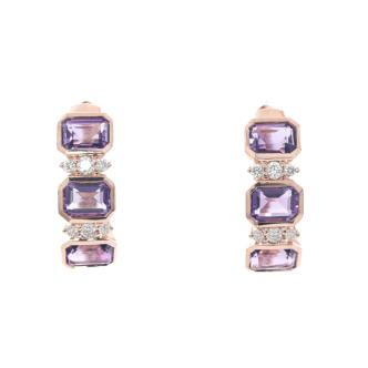 1.15ct Amethyst and Diamond Hoop Earrings
