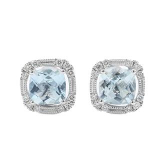 1.56ct Aquamarine and Diamond Earrings