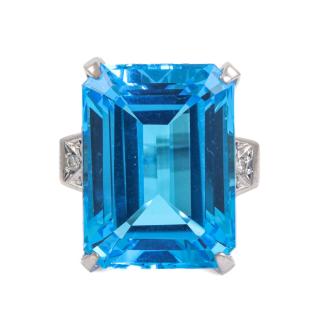 30.94ct Blue Topaz and Diamond Ring