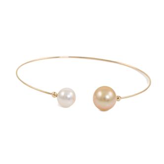 Akoya and Golden South Pearl Wire Bangle