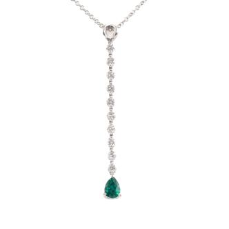 Pear Shape Emerald and Diamond Pendant