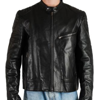 Gucci Black Nappa Leather & Knit Moto Jacket