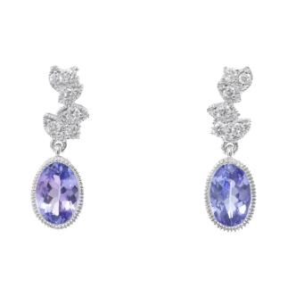 0.85ct Tanzanite and Diamond Earrings