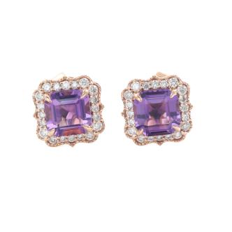 0.85ct Amethyst and Diamond Earrings