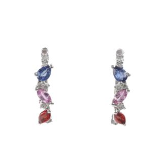 Multi Colour Sapphire and Diamond Earrings